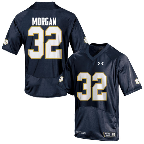 Men's NCAA Notre Dame Fighting Irish #32 D.J. Morgan Stitched College Under Armour Authentic Navy Blue Football Jersey BR10S67HD